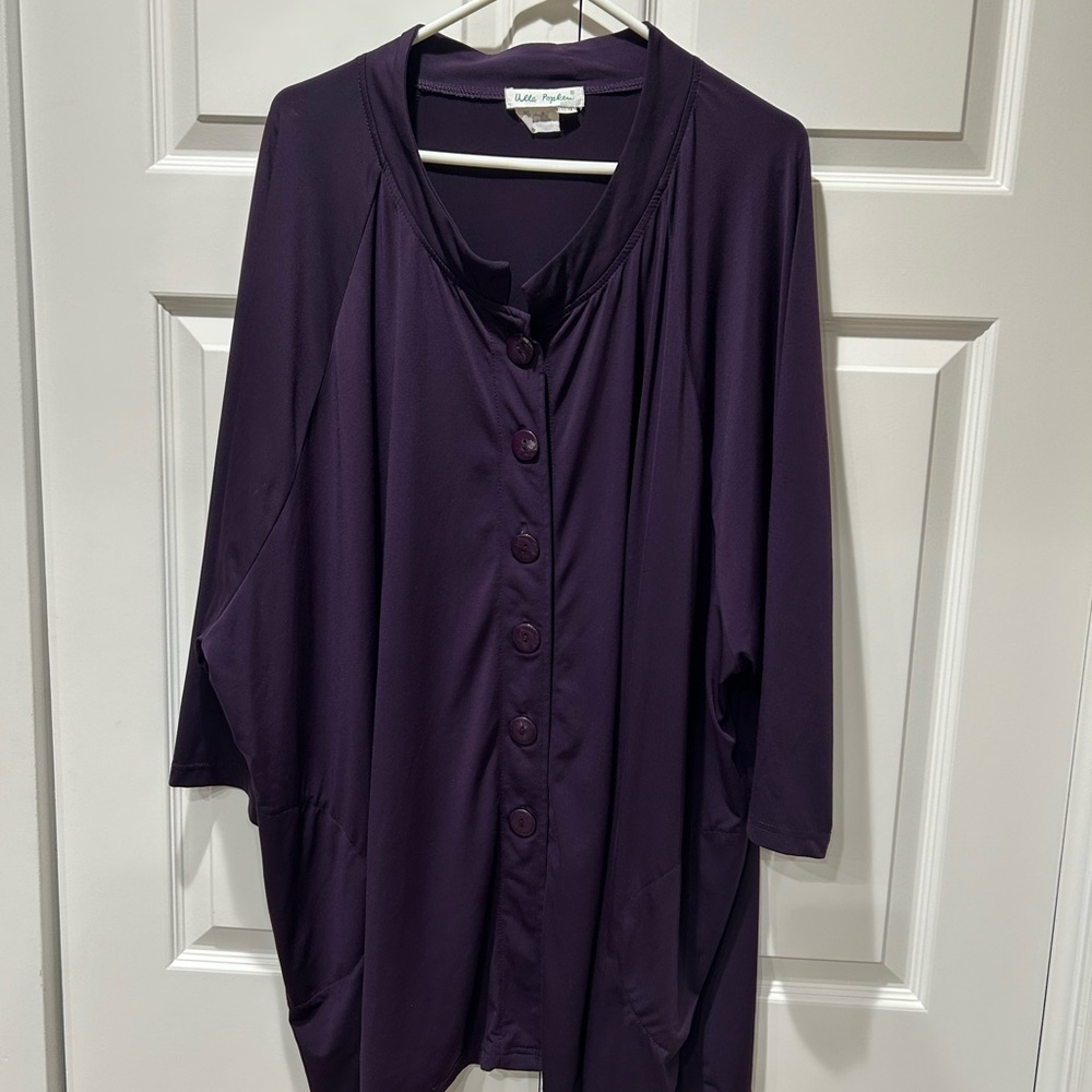 Ulla Popken Deep Purple Button Down Shirt and Matching Tank Top Size 22/34 EUC